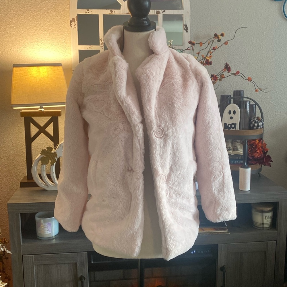 Pink girls JouJou fuzzy coat size M